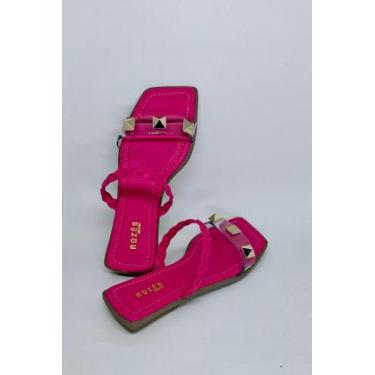 Imagem de Rasteira rasteirinha Feminino Tiras Cristais com aplicaçao - Rozes, Pi