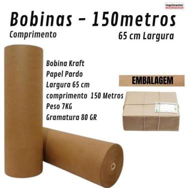 Imagem de Bobina de Papel Kraft Natural 65 Cm X 150 Metros  80 Gramas 7KG - Impr