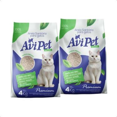 Imagem de Kit 02 Areia Para Gato Avipet Grãos Médios 4Kg