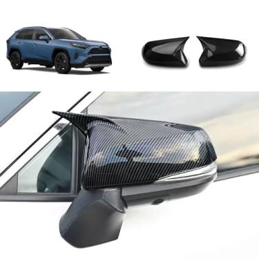 Imagem de TERDARAY Capa de espelho retrovisor lateral compatível com Toyota RAV4 2024 2023 2022 2021 2020 2019 espelhos retrovisores guarnição exterior acessórios de carro ABS 2 peças (estilo fibra de carbono)