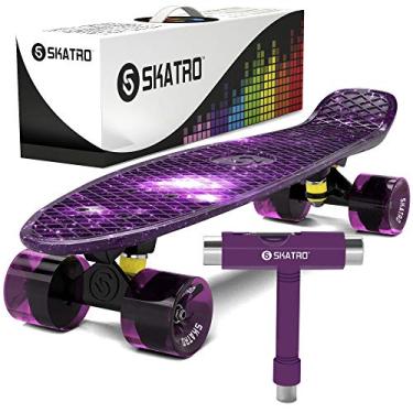 Imagem de Skatro Skate Mini Cruiser. Placa de plástico estilo retrô de 56 x 15 cm vem completa