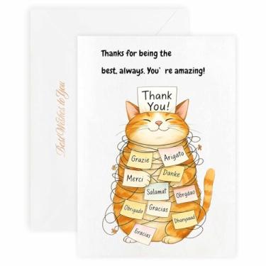 Imagem de MAGJUCHE Cartão de agradecimento para melhor amigo – Selo e envelope de cera elegante, papel 300 g/m², impressão vívida de 600 DPI, 12 x 17 cm, design de gato grande