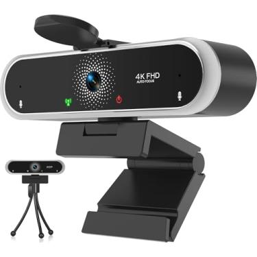 Imagem de NIVEOLI Webcam 4K com microfone e capa de webcam Plug and Play com correção automática de luz para laptop, PC, desktop para transmissão ao vivo, videochamada, conferência, lições on-line