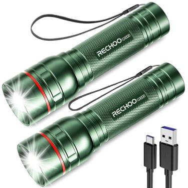 Imagem de Lanternas recarregáveis de alto lúmens, luz de flash super brilhante G1000, pacote com 2, pequena lanterna de LED com zoom com 3 modos de iluminação, lanterna portátil para itens essenciais de