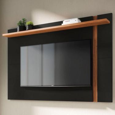 Imagem de Painel para TV Até 70 Polegadas Córdova 1 Prateleira Preto Fosco/Noce Milano - Pnr Móveis