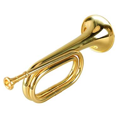 Imagem de C Trompete -chave, Bugle Cavalry Estilo Militar Trompete de Latão Com Bocal, Militar Fácil de Tocar, Exército de Ataque Militar Sinaliza Chifre para Banda Marchando, Iniciantes (GOLD)