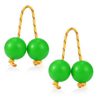 Imagem de TOYMIS 2 pares de bola rítmica Aslatuas, instrumento Kashaka Shaker, chocalho clássico africano, chocalho de mão para crianças, adultos, casamentos, festas, aula musical (verde) (Z11063)