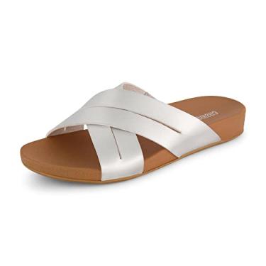 Imagem de CUSHIONAIRE Sandália feminina Jackie com faixa cruzada + espuma confortável, Prata, 7
