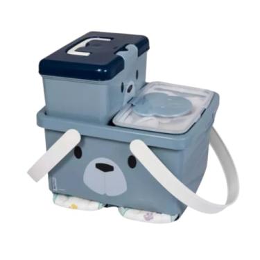 Imagem de Kit Organizador Bebê 3 Peças Plasútil Porta Fraldas E Lenços (Urso Lúdico Azul)