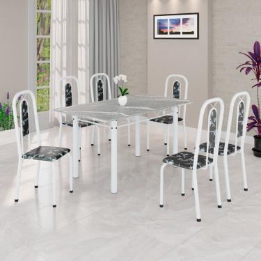 Imagem de Conjunto Sala de Jantar com 6 Cadeiras Lívia Preto / Branco