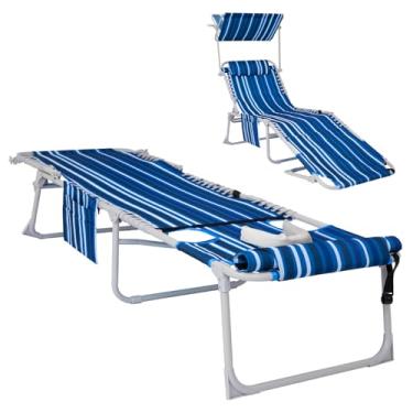 Imagem de #WEJOY Cadeira de bronzeamento 3 em 1 com orifício para o rosto e dossel, 136 kg, resistente, 5 posições, cadeiras dobráveis para ambientes externos com travesseiro e bolsa de armazenamento, portátil