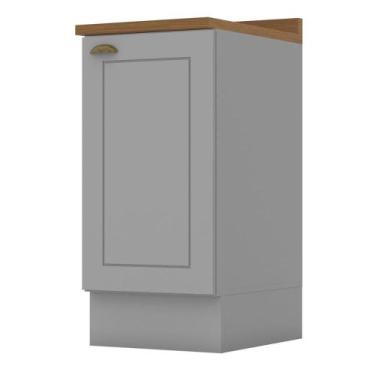 Imagem de Balcão 1 Porta 40cm Americana Cinza com Tampo Nature - Móveis Henn, Ci