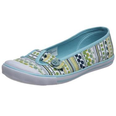 Imagem de UNIONBAY Tênis infantil com pontos femininos para crianças pequenas e grandes, Azul multi, 4 Big Kid