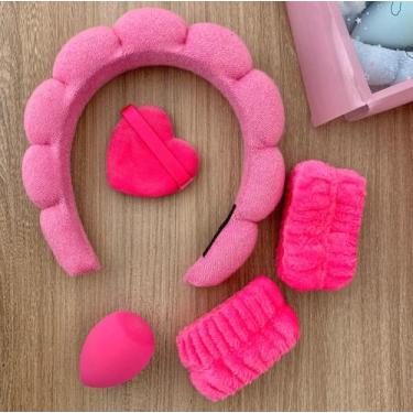 Imagem de Tiara De Cabelo Nuvem Munhequeira Pulseiras Lavar Rosto Esponja Maquia