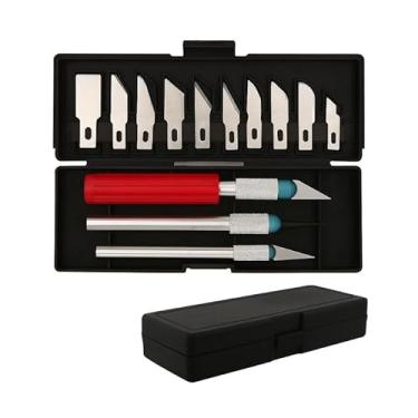 Imagem de Kit de Estiletes de Precisão para Artesanato | 13 Peças com Cabo de Alumínio e Lâminas Extras | Corte Fino para Papel, EVA e DIY