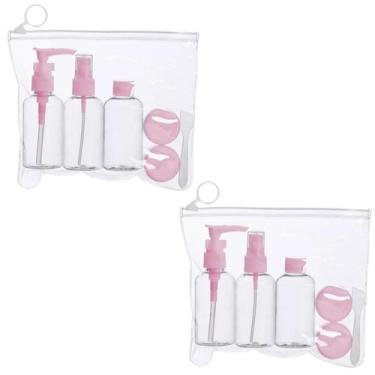 Imagem de 2 Kits Organizador Para Viagem 6 Frascos para creme shampoo na bolsinh