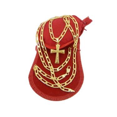 Imagem de Corrente Masculina 70cm 5mm Cruz Folheado Ouro 18k CR507 - WNBIJOUTERI