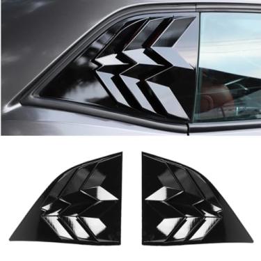 Imagem de Acabamento de janela de triângulo traseiro de carro compatível com Challenger 2010 Kit de tampa de acabamento de janela de ventilação traseira acessórios de carro (preto brilhante)