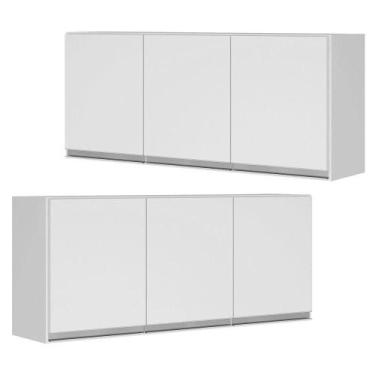 Imagem de 02 Armários Aéreo Planejada Lux 120cm Mdf 03 Portas Branco - ABMAZA