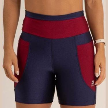 Imagem de Shorts Cirre Brilhante Recorte Academia Liso-Feminino