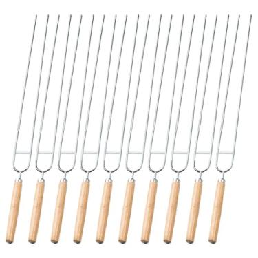 Imagem de Espetos Para Grelhar,10 Peças De Espetos Duplos Planos Para Frango | Acessórios de Cozinha para Churrasco de Camarão, Carne de, Frango, Peixe, Vegetais, Porco