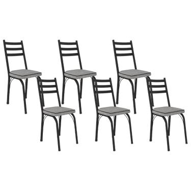 Imagem de Kit Com 06 Cadeiras 141 Preta Corino Grafiato Artefamol