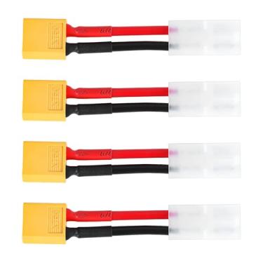 Imagem de Micro Traders 4 peças macho para XT60 macho cabo adaptador 14AWG fio curto para carro RC Airsoft carregador conector compatível com Ta-Miya Big Style