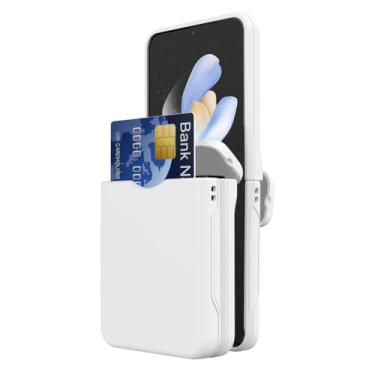 Imagem de HAO RIYLN Capa para Samsung Galaxy Z Flip 7, compartimento para cartão, capa carteira, dobradiça dobrável, proteção contra quedas, capa rígida para celular, branca, flip 7