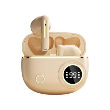 Imagem de TWS Wireless Bluetooth Earbuds LED Display IPX7 Waterproof Active Noise Cancelling Headphones Stereo Sound for Sports-Apricot