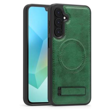 Imagem de Lunivop Capa de couro para Samsung Galaxy A16 5G 2025 [compatível com carregamento sem fio Magsafe] Capa magnética Funda para A16 de 6,7 polegadas robusta melhor capa de telefone verde