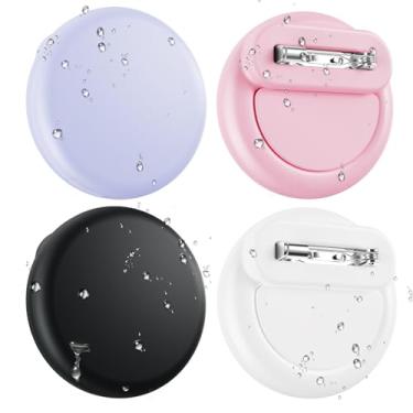Imagem de Compatível com AirTags, pacote com 4, suporte para AirTag para crianças, à prova d'água, com pino invisível, para crianças, idosos, bagagem, roupas, mochila, viagem em família. (preto, branco, rosa