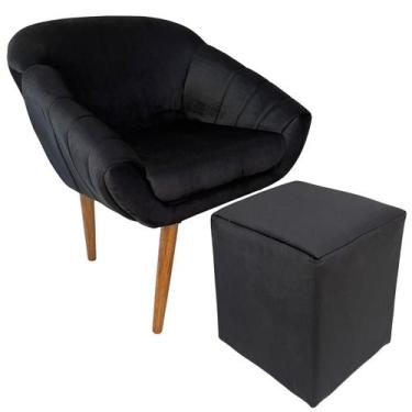 Imagem de Kit Poltrona Giovana Puff Quadrado e Almofadas em Sued Premium - Sua C