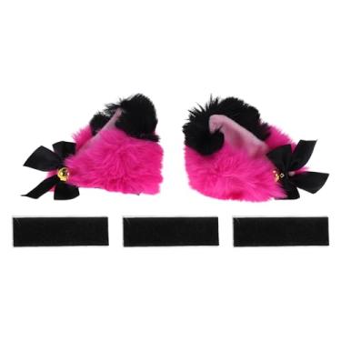 Imagem de Partuto Acessórios para capacete de motocicleta, orelhas de gato, com cores gradientes e sinos, capacetes de esqui, preto, rosa, vermelho, adesivos de pelúcia