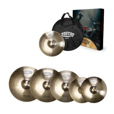 Imagem de Kit com 5 Pratos de Bateria Zarcon EVO Set-E Liga B20 Profissional + Bag