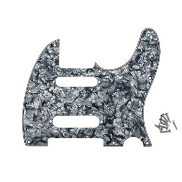 Imagem de ROZILO 8 furos cinza pérola SS guitarra Tele Pickguard placa com parafusos para para-choque Nashville Telecaster Pickguard