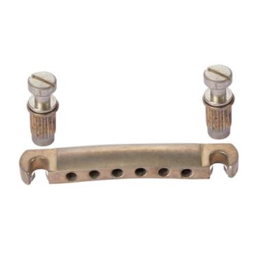 Imagem de Guitarra Tune-O-Matic Tailpiece Bridge Stop Bar com clipes para guitarras LP/Les Paul/SG/ES, níquel envelhecido/relíquia