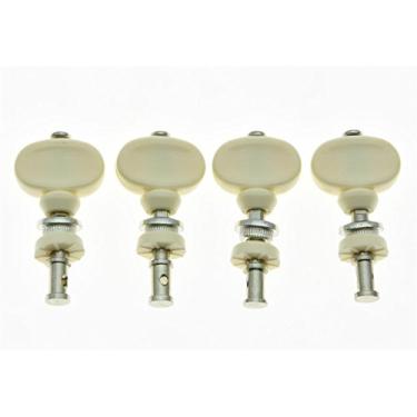 Imagem de KAISH Conjunto de 4 botões de níquel com botões marfim, afinadores de ukulele, pinos e cabeças de máquina