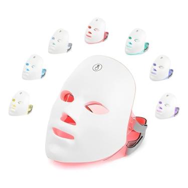 Imagem de Máscara LED Facial para Tratamento Estético 7 Cores de Fototerapia Terapia Luz Pele