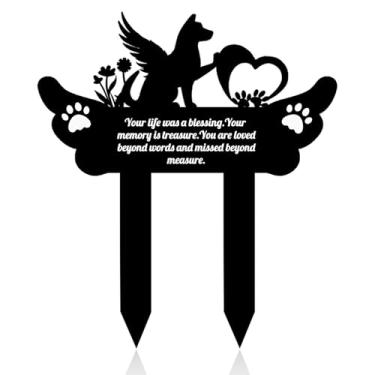 Imagem de MDFUGEG Marcadores de túmulos para animais de estimação, lápide de metal para presente de simpatia de cachorro perdido, marcadores de túmulo à prova d'água para jardim ou interior, estaca memorial de