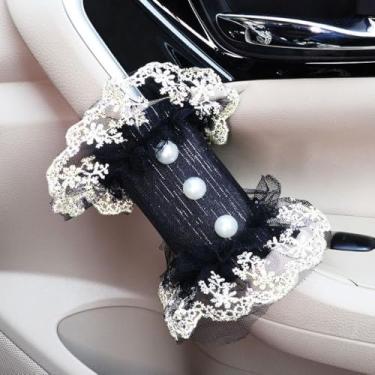 Imagem de MINGZAIQIPEI Carro pétalas pretas douradas de renda auto acessórios interiores quatro estações ajuste universal maioria dos carros SUV (2 peças capa de maçaneta de porta)