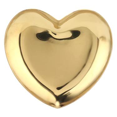 Imagem de Bandeja de joias em formato de coração, mini prato de armazenamento de aço inoxidável, bandeja de armazenamento de bugigangas pequenas Bandeja de servir de metal para colar