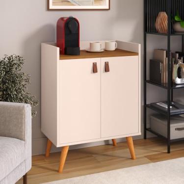 Imagem de Aparador buffet cantinho do café 2 portas Larissa Pés Palito cor Off/Freijó - MJM Casa dos Moveis