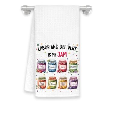 Imagem de Labor and Delivery is My Jam! Toalha de cozinha para parteiras - Enfermeiras obstétricas e doulas - Tópicos de obstetrícia de presente - Toalhas macias e absorventes para o dia das mães, férias