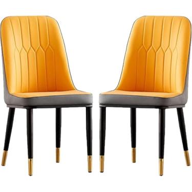 Imagem de Conjunto De 2 Cadeiras De Jantar, Cadeira Lateral De Encosto Alto, Poltrona De Lounge De Alta Qualidade Estofada Em Couro Pu Com Pernas De Metal, Cadeira Sem Braços Para Cozinha, Restaura, D