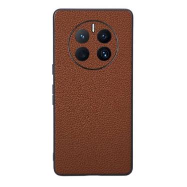 Imagem de Capas Compatível com Honor Magic 5 PRO,Design de grão levantado de superfície,Proteção contra queda,Anti impressão digital,Anti arranhões,Aparência de couro de imitação de plástico macio-Brown