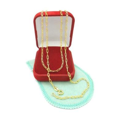 Imagem de Corrente Masculina 60Cm 2Mm Largura Folheado Ouro Cr548 - Wnbijouteria