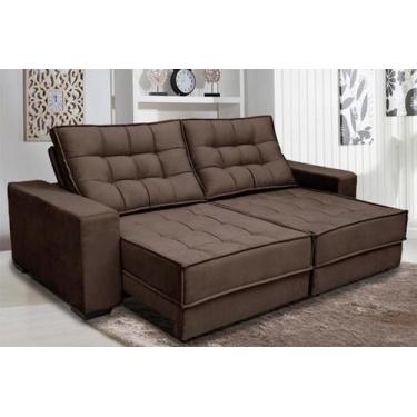 Imagem de Sofá Retrátil e Reclinável 2,90m Suede Coliseu Marrom Café - Sofá Casa