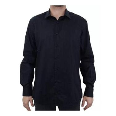 Imagem de Camisa Masculina Dudalina ML Slim Maquinetada Preta - 530321-Masculino