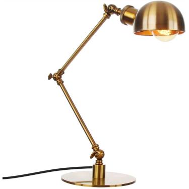 Imagem de Lâmpada De Mesa Industrial Dourada, Lâmpada Vintage Edison, Lâmpada De Escritório Retrô Para Quarto, Sala De Estar, Escritório