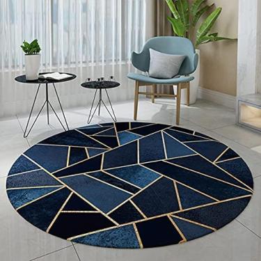 Imagem de Tapetes Redondos De Geometria Preta Azul Para Sala De Estar Quarto Tapete De Cabeceira 80 Cm 100 Cm 120 Cm 140 Cm 160 Cm 180 Cm Tapetes Laváveis Tapete De Mesa De Centro, Diameter 120cm/3.9ft